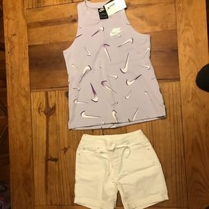 Nike top with tags and justice shorts good condition size 14